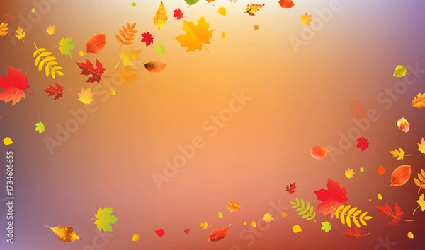 Fototapeta Autumn Poster And Podium And Colorful Leaves