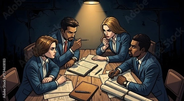 Fototapeta High Contrast Black and White Abstract Geometric Shape with Shadow