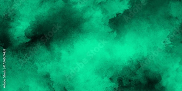 Fototapeta Tropical Fog or smoke color isolated background for effect, text or copy space. abstract backdrop cloud of green and blue smoke on a black isolated background soft mystery horror design. 
