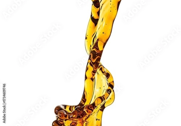 Fototapeta High viscosity liquid being poured with a unique slow motion flow isolated on a white background 