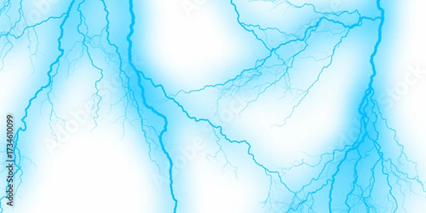 Fototapeta Blue lightning strike during an electrical storm. Lightning on the sky with stormy clouds. Cloudy, with a no-nonsense blue Rabbitohs. Mountainous Cumulus Clouds Boiling in the Summer Sky. 