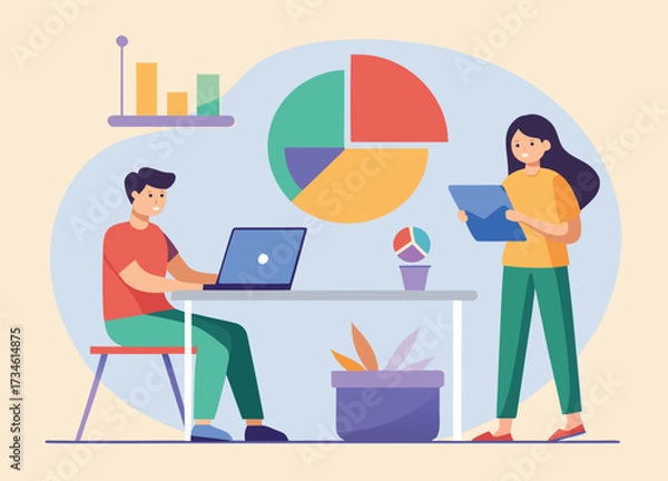 Fototapeta Adobe Illustrator Artwork of Flat Vector Illustration of Business Growth Discussion.