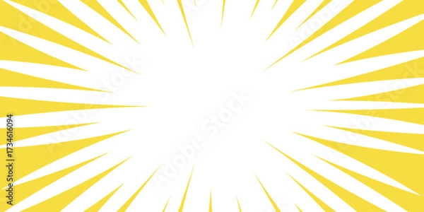 Obraz Explosion Boom for Comic Books Radial Background. Radius Cartoon Pattern Abstract Background.  Action, speed lines, stripes for comic book frame. Sunburst Background Summer Backdrop.