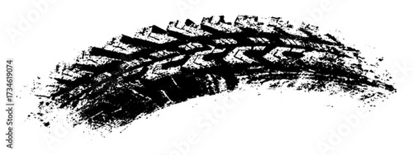 Obraz Vector black-and-white tire tracks and skid marks isolated white background. Tire trace track wheels texture and background, Auto tire tread grunge, Car wheel tyre tread track black tyre print, 