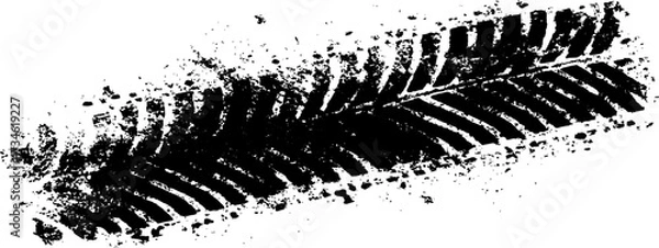 Obraz Vector black-and-white tire tracks and skid marks isolated white background. Tire trace track wheels texture and background, Auto tire tread grunge, Car wheel tyre tread track black tyre print, 
