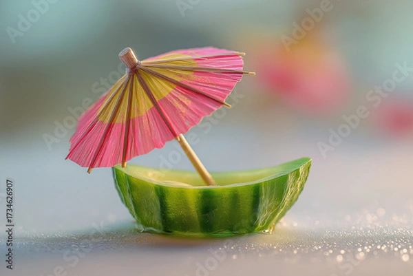 Fototapeta Paper Parasol with Cucumber Boat 