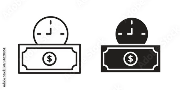 Fototapeta Annuity icons in line stroke outline art and clip art