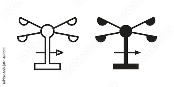 Fototapeta Anemometer icons in line stroke outline art and clip art