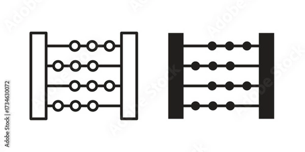 Fototapeta Abacus icons in line stroke outline art and clip art
