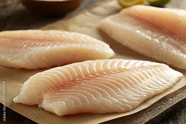 Obraz Fresh fish fillets: A nutritious choice, ready for various cooking methods.