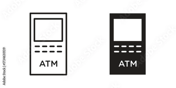 Fototapeta ATM machine icons in line stroke outline art and clip art