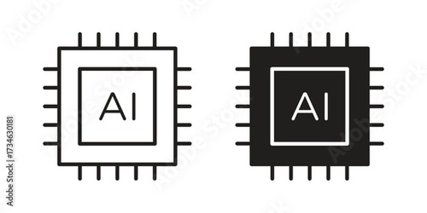 Fototapeta AI icons in line stroke outline art and clip art