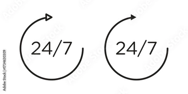 Fototapeta 24 7 icons in line stroke outline art and clip art