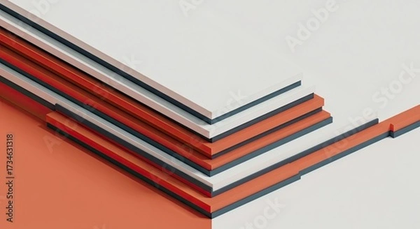 Fototapeta Modern geometric pattern clean lines stacked shapes two tone with highlight. 