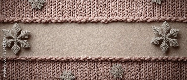 Fototapeta Stay warm and stylish this winter with a cozy knitted sweater featuring a charming pattern of leaves and flowers. The intricate design adds a touch of nature to your winter wardrobe.
