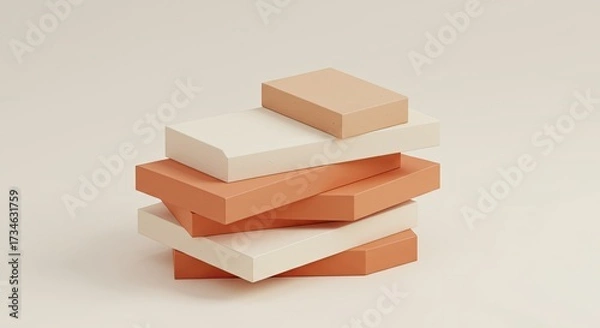 Fototapeta Modern geometric pattern stacked irregular rectangles limited warm color palette clean. 