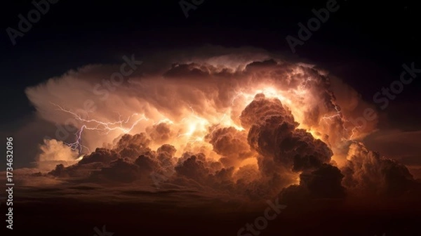 Fototapeta Massive storm clouds lightning