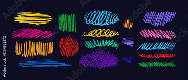Fototapeta Crayon underlines set, pen strokes. Hand draw line