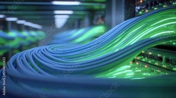 Fototapeta Network cables in server room