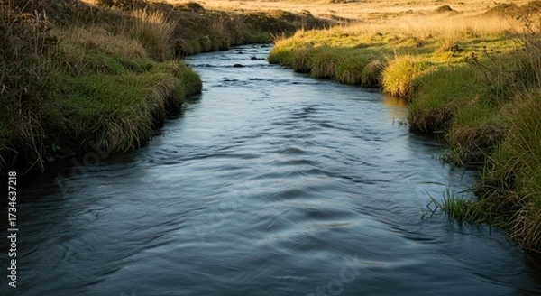 Fototapeta Organic background earthy tones flowing water with subtle ripples soft natural light peaceful and serene. 