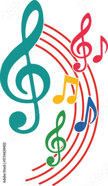 Fototapeta Colorful Music Notes Vector EPS File | High Quality Editable Design, Digital Clipart, Scalable Graphic Illustration, Print Ready Artwork, Creative Template Download