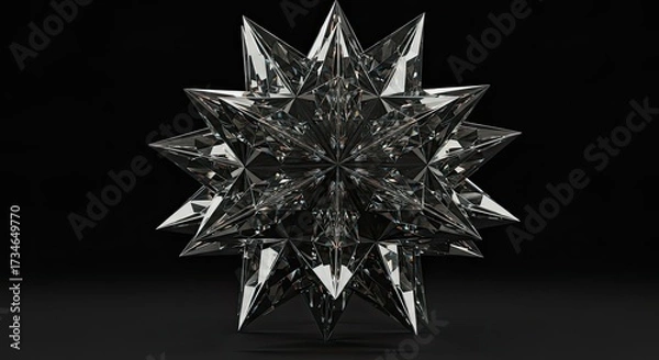 Fototapeta Shining 3D Star like Shape with Reflective Surface 