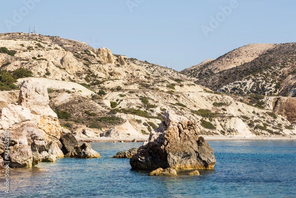 Fototapeta Aphrodite’s rock is a sea stack in Paphos, Cyprus. A birthplace of Aphrodite, popular tourist attraction