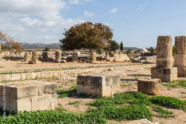 Fototapeta The remains of the Roman Temple of Aphrodite, Palaepaphos, the famous Sanctuary of Aphrodite, Kouklia, Paphos, Cyprus
