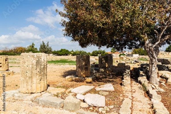 Fototapeta The remains of the Roman Temple of Aphrodite, Palaepaphos, the famous Sanctuary of Aphrodite, Kouklia, Paphos, Cyprus