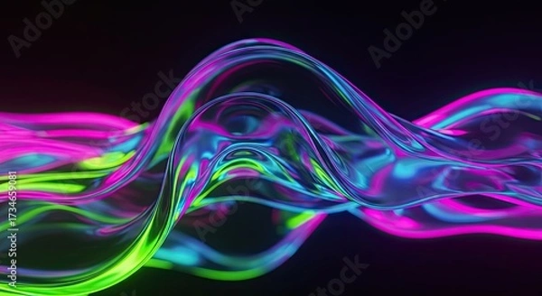 Fototapeta Transparent 3D curved surface with glowing, vibrant colors 