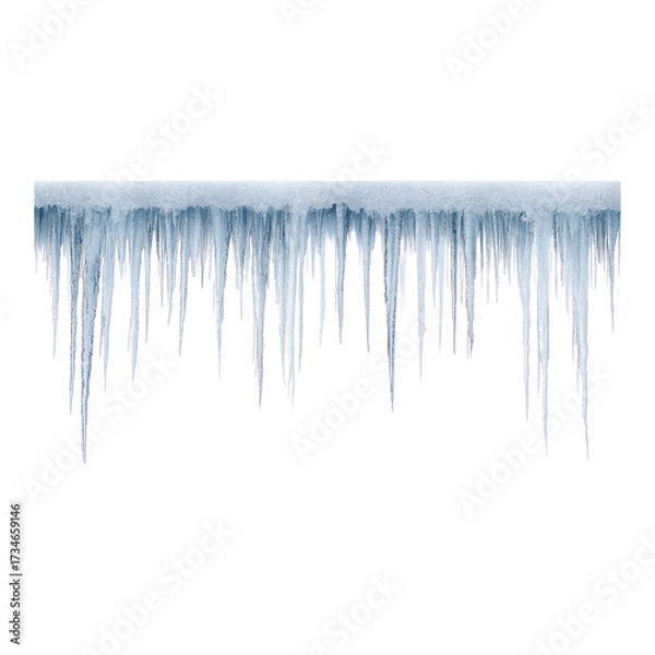 Fototapeta  icicles hanging down, isolated on a white background. icicle border. 