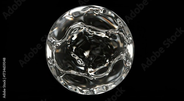 Fototapeta Transparent 3D Liquid Sphere with Glossy Surface 