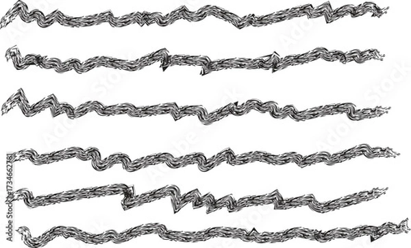 Fototapeta Hand-Drawn Wavy Line Patterns: Creative Sketch Art Design 2025