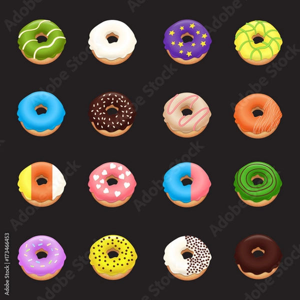 Obraz Donut set. Donuts icons