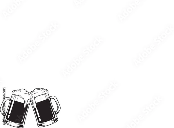 Fototapeta A vector set of beer glass icons and cocktail drinks for a beverage bar design