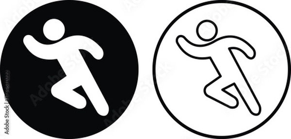 Fototapeta running man black filled and outlined icon set. Walk icon set . Person walking icon set. 
