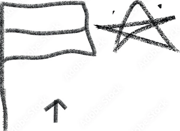 Fototapeta Hand-Drawn Flag with Star and Arrow: Unique Symbol Art Design Ideas 2025
