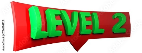 Obraz LEVEL 2 arrow sign isolated on white background