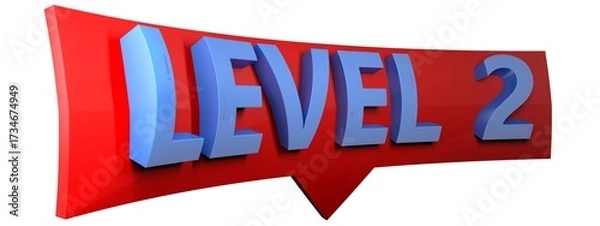 Obraz LEVEL 2 arrow sign isolated on white background