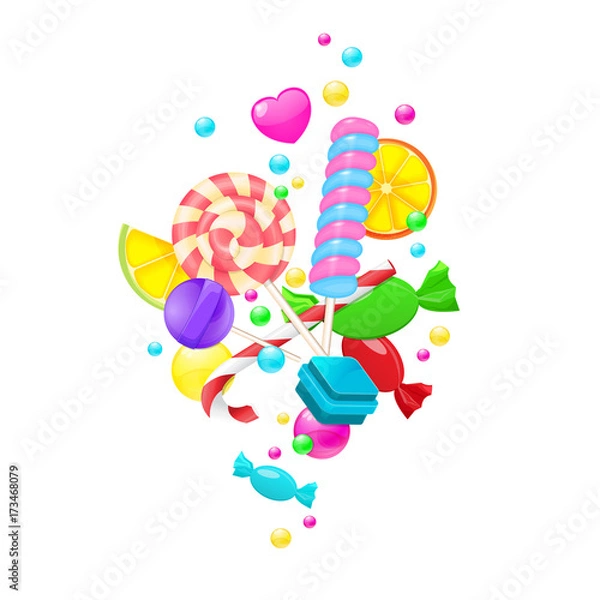 Obraz Candy background set isolated on white background. Sweet set wit