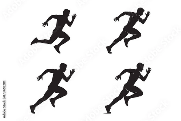 Fototapeta A cartoon vector illustration shows a silhouette of a businessman with a megaphone announcing a concept of success to business people