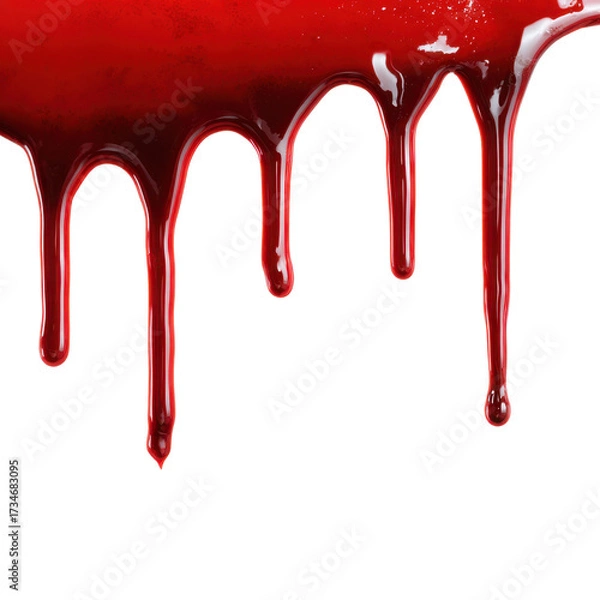 Obraz Bright red liquid dripping down a white surface creating a striking contrast