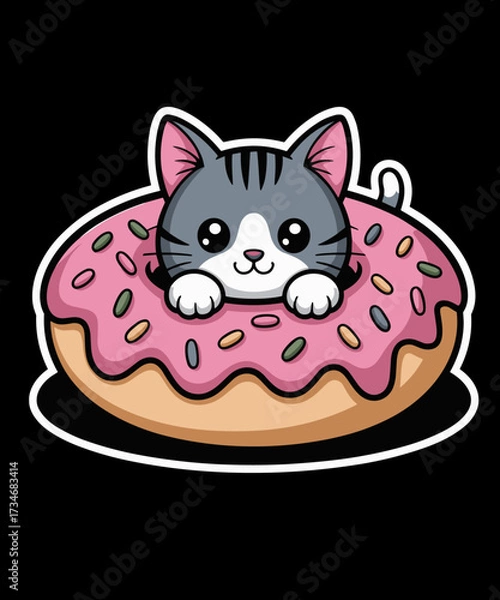 Fototapeta Kitty in a Donut Cute Cat Doughnut
