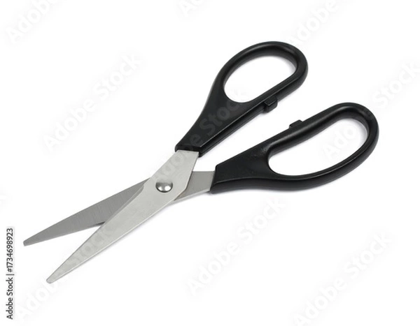 Fototapeta Black handled scissors on white background