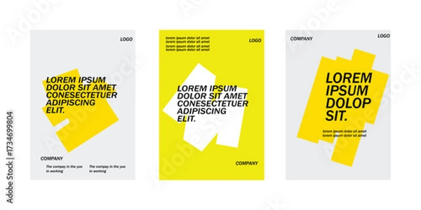 Fototapeta Modern yellow and white abstract design with bold typography