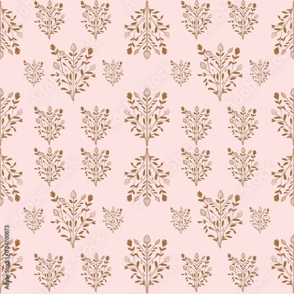 Obraz Pink Botanical Seamless Pattern – Elegant Leaf Design