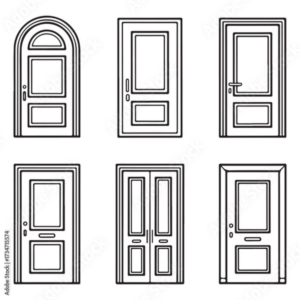 Obraz Set of doors vector icon on white