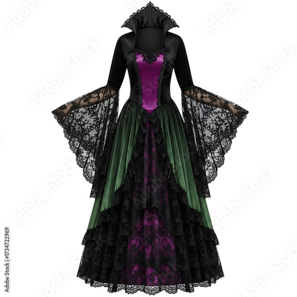 Fototapeta Dark gothic figure with purple face isolated on transparent background