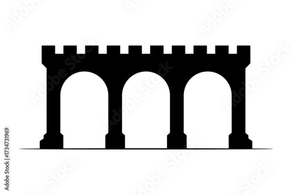 Fototapeta Arcade icon. Arches and columns. Black silhouette. Front view. Vector simple flat graphic illustration. Isolated object on a white background.