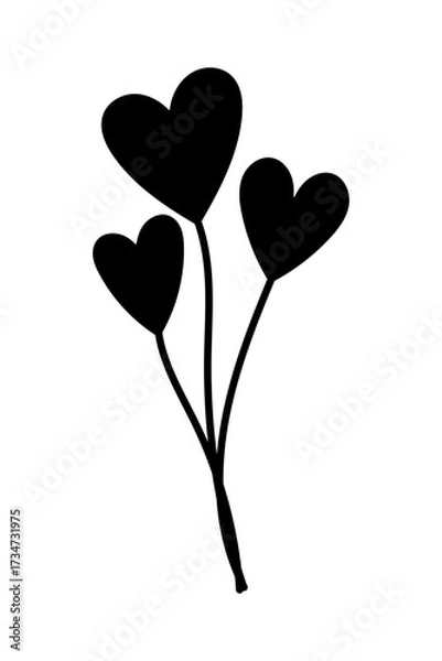 Fototapeta Heart icon. Black silhouette. Front view. Vector simple flat graphic illustration. Isolated object on a white background.